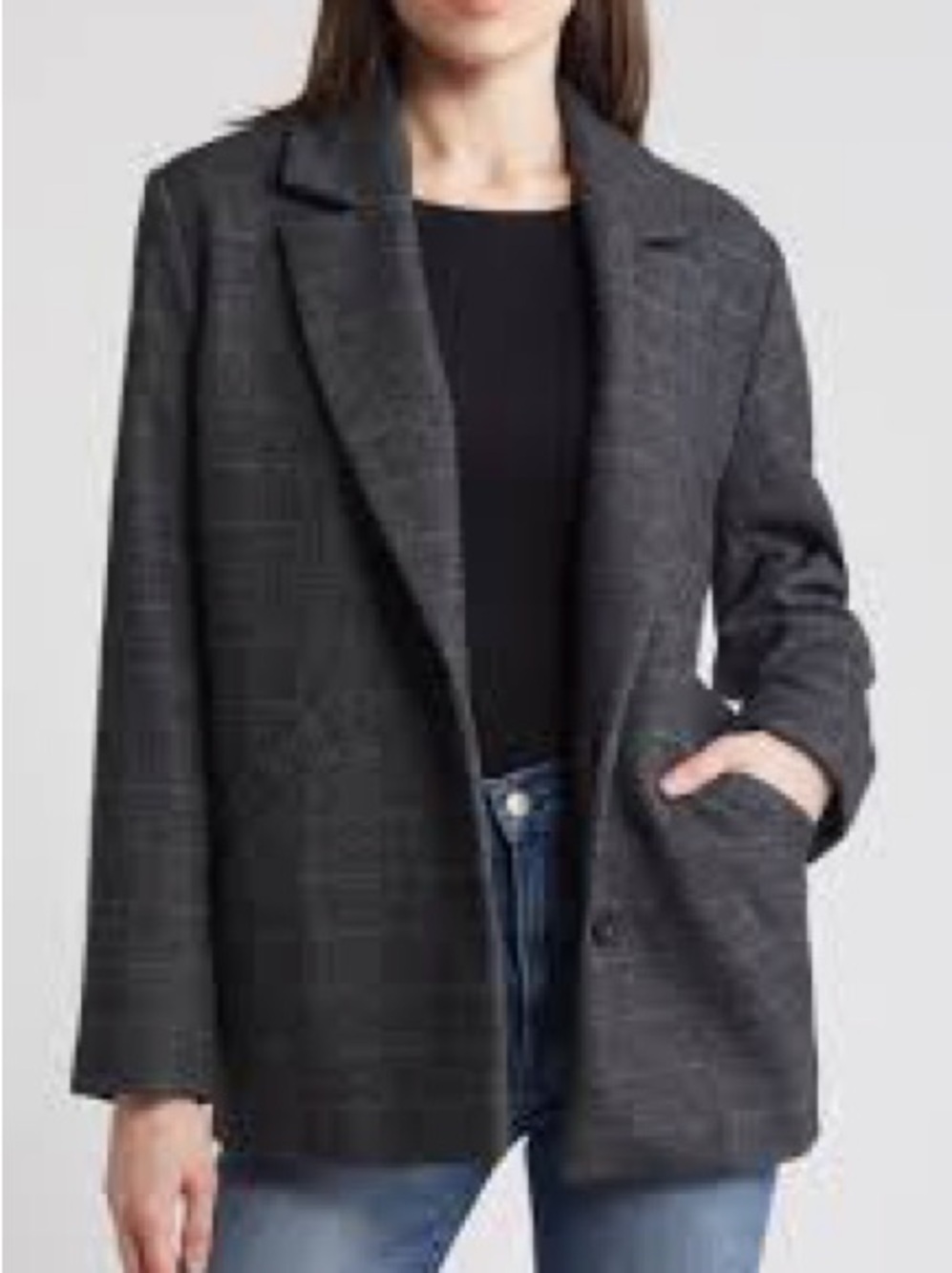 Treasure & Bond Charcoal Glen Plaid Two-Button Blazer - Picture 1 of 4